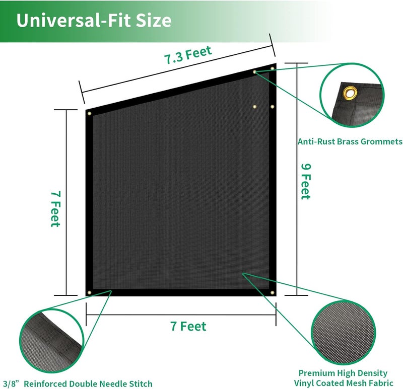 RVINGPRO RV Awning Side Shade Screen 9'x 7' Breathabe Black Mesh Sunshade for Camper Trailer Canopy, UV Sun Blocker Complete Kits - Image 2